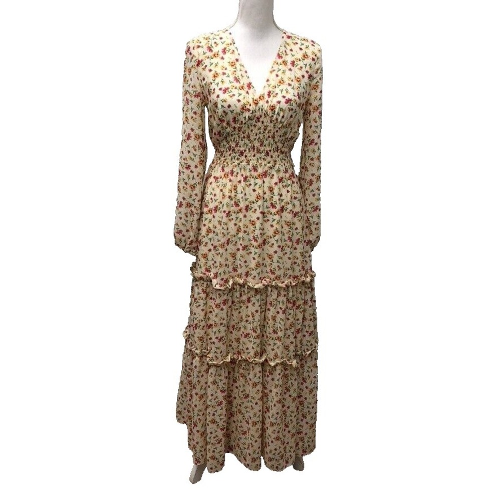 Lost And Wander Love In Bloom Floral Print Maxi Dress Womens Small Fairy Boho